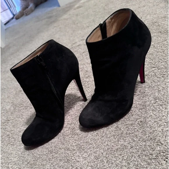 AUTHENTIC💯Christian louboutin 100mm black suede belle ankle boots - Picture 1 of 5